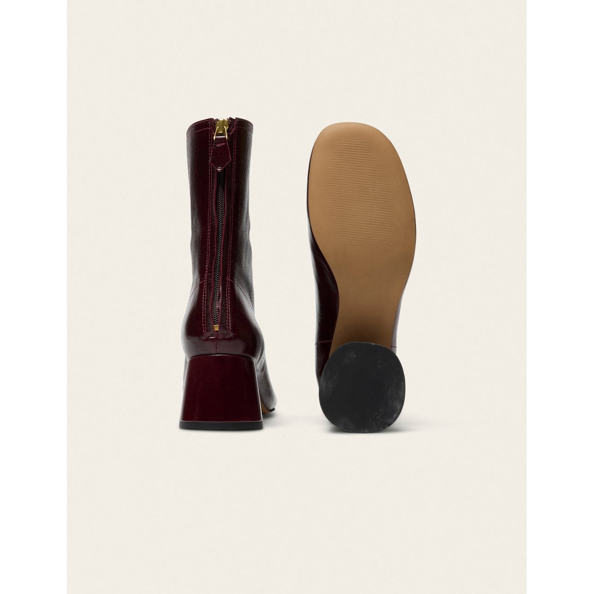 Bottines à talons ONA cuir plissé verni bordeaux, ODAJE