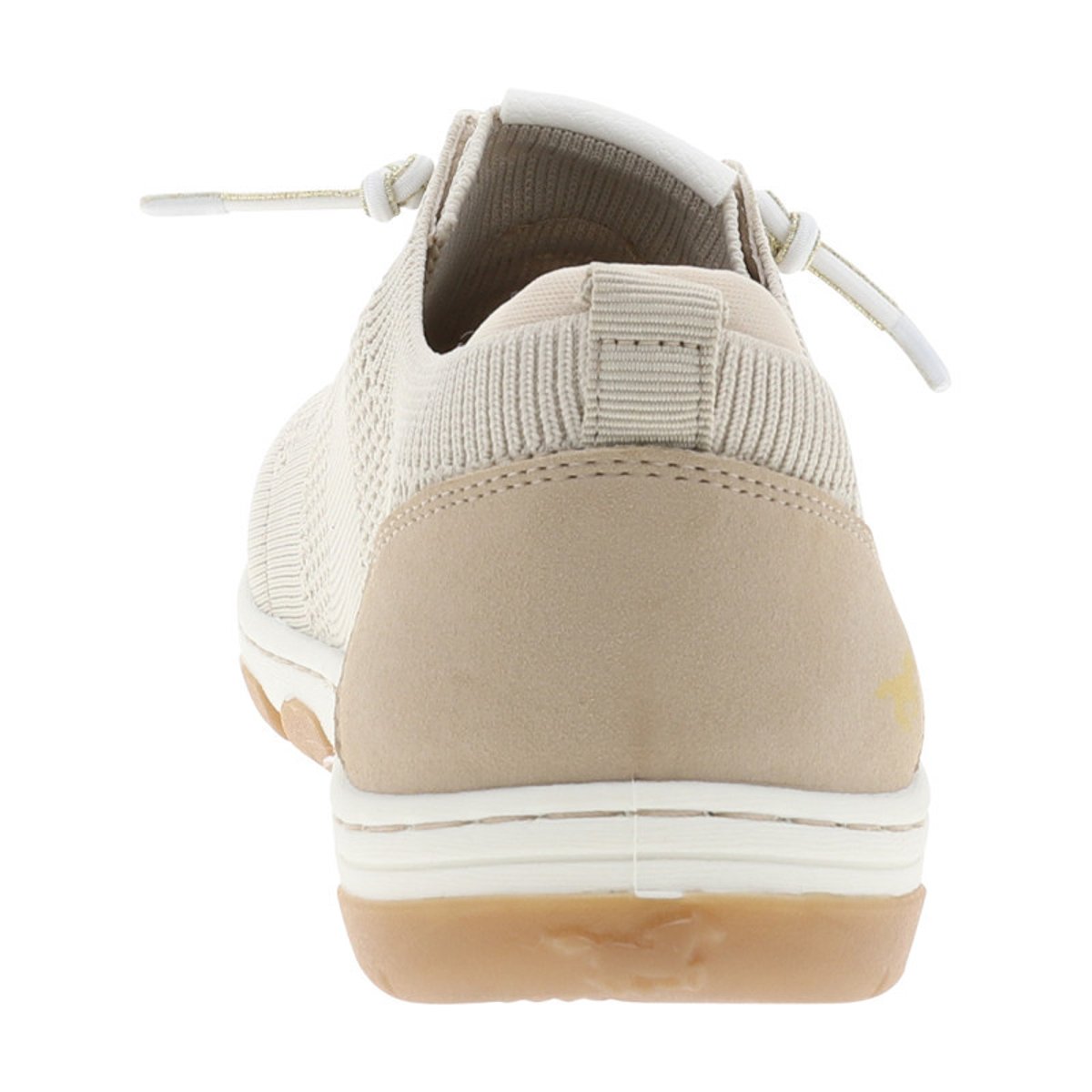 Sneakers bleu marine à talon plat avec une fermeture à lacets élastiqués beige, MUSTANG