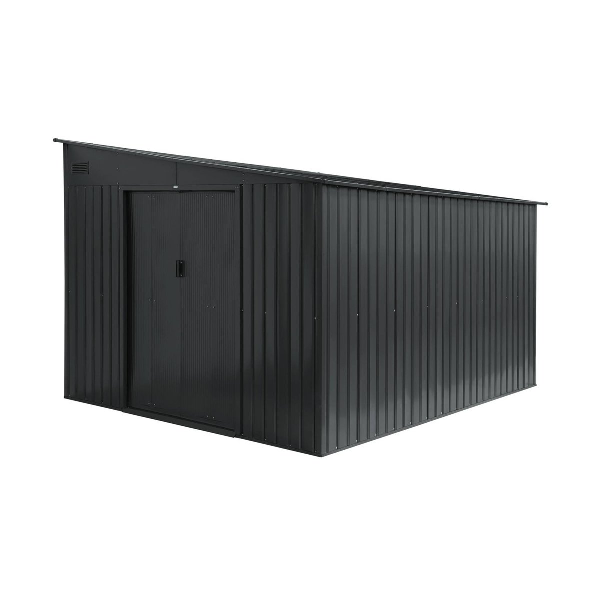 Abri de jardin adossable métal 8,96m² avec kit d'ancrage ORNAY anthracite, SWEEEK