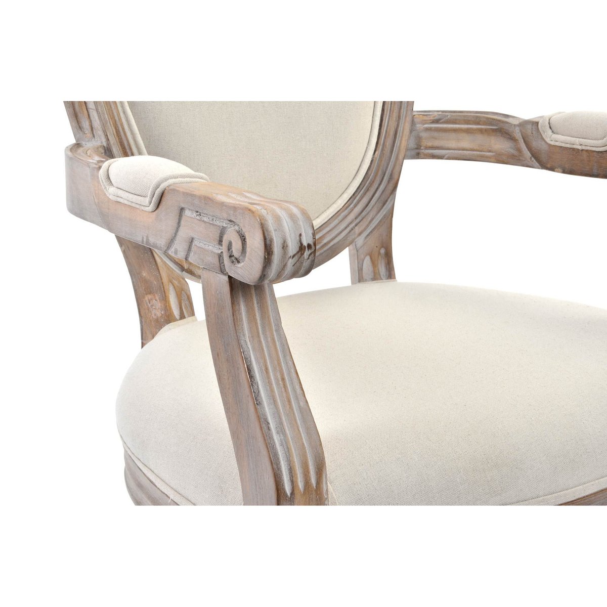 Fauteuil Médaillon Classique Bois et Tissu Beige beige, WADIGA