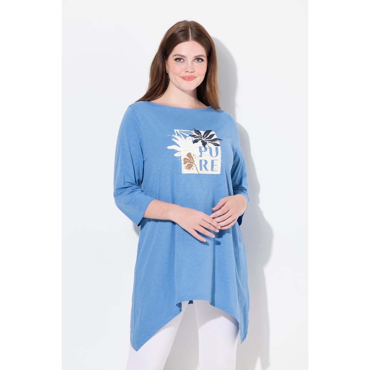 Chemise, encolure bateau, manches 3/4 bleuet clair, ULLA POPKEN