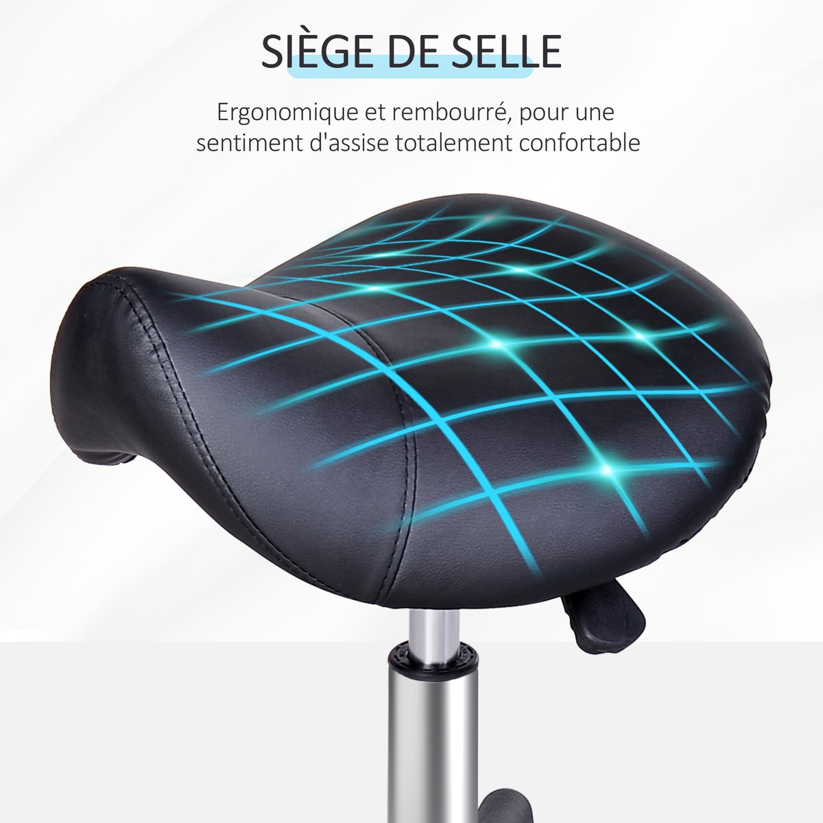 Tabouret de salon Métal Noir noir, HOMCOM
