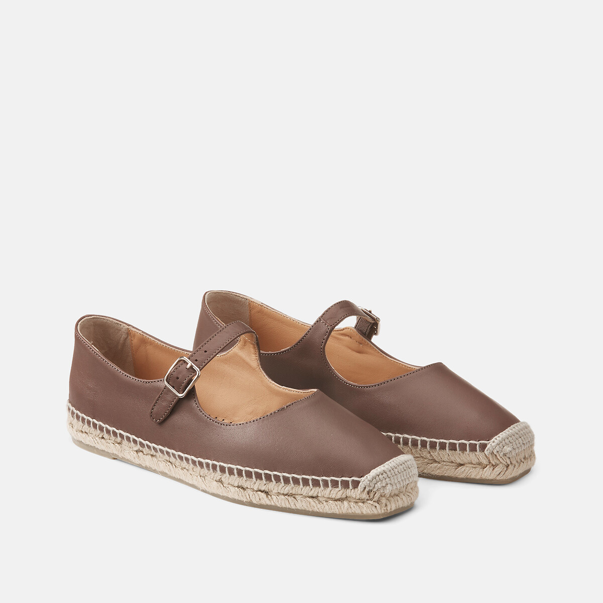 Padua Flat Leather Mary Jane Espadrilles taupe, CASTANER