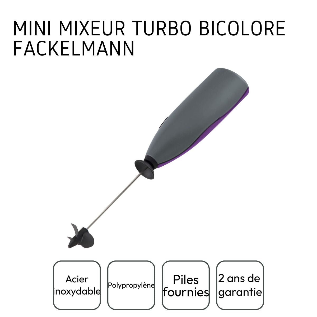 Mousseur à lait avec piles gris,violet, FACKELMANN