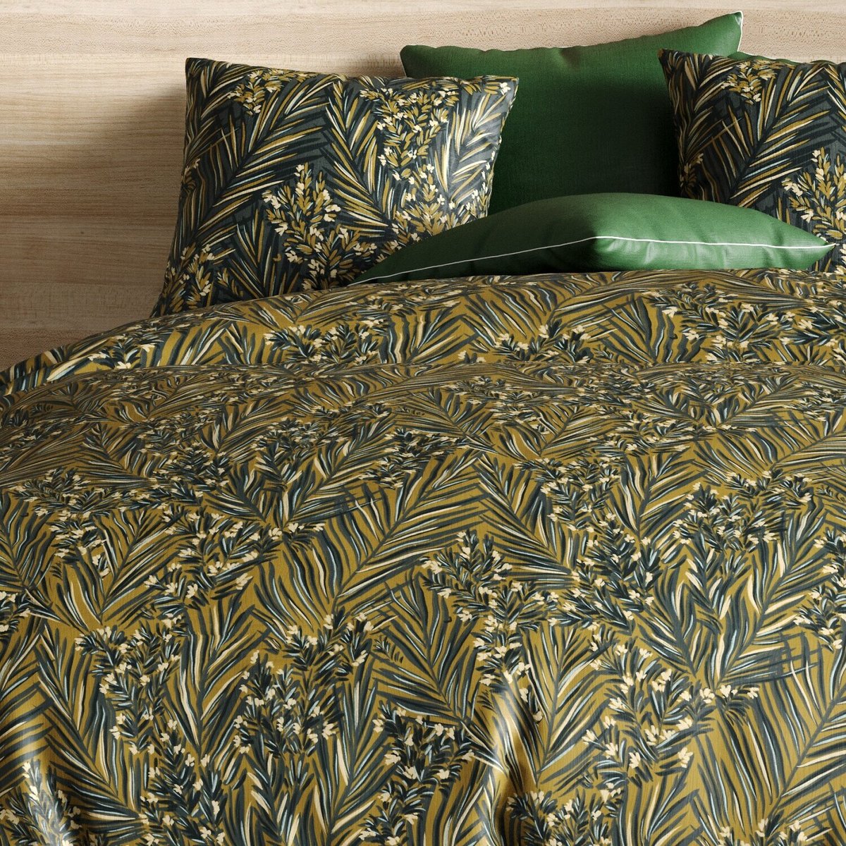 Parure housse de couette en coton imprimée, Nava vert, C DESIGN HOME TEXTILE