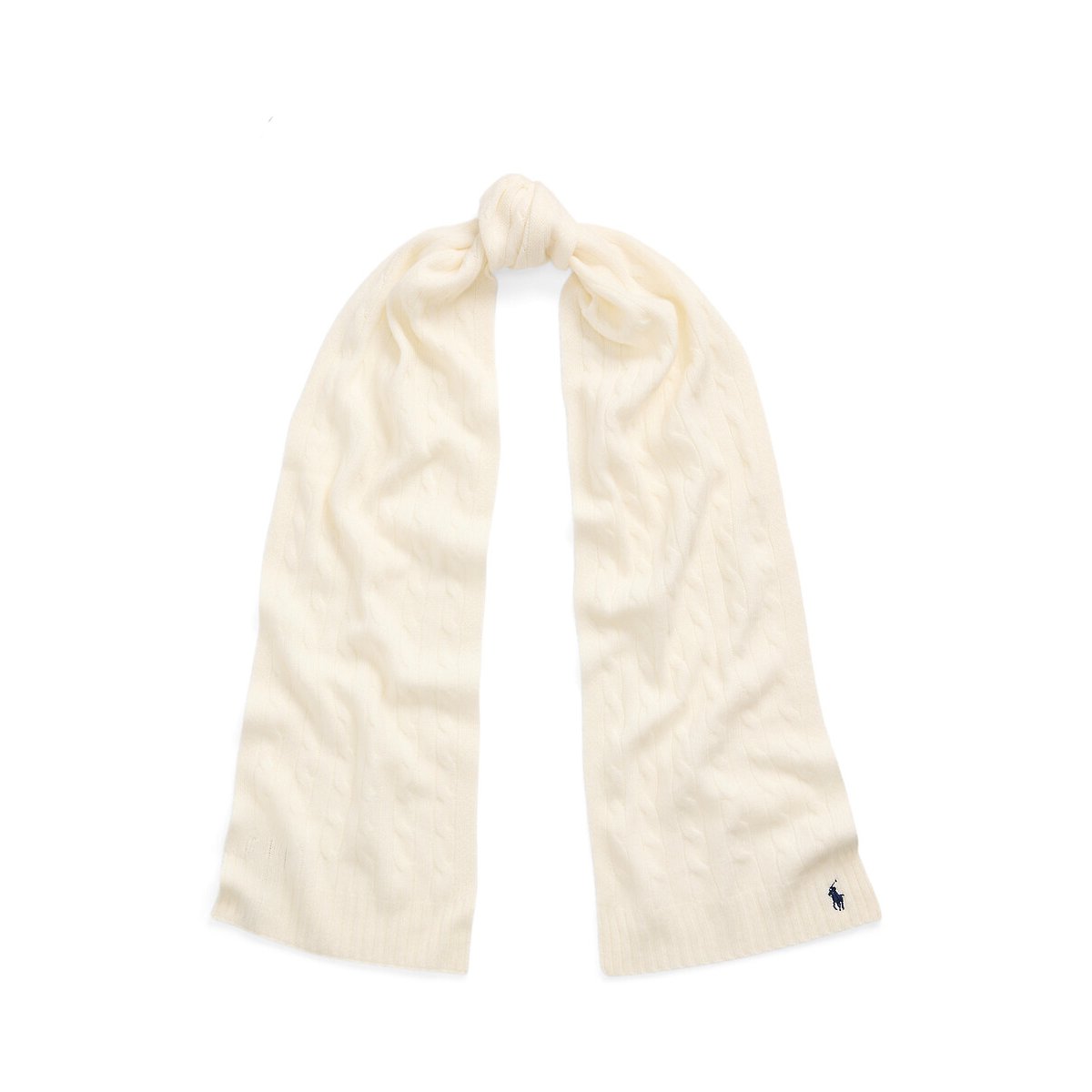 Echarpe torsadée, 90% laine 10% cachemire crème, POLO RALPH LAUREN