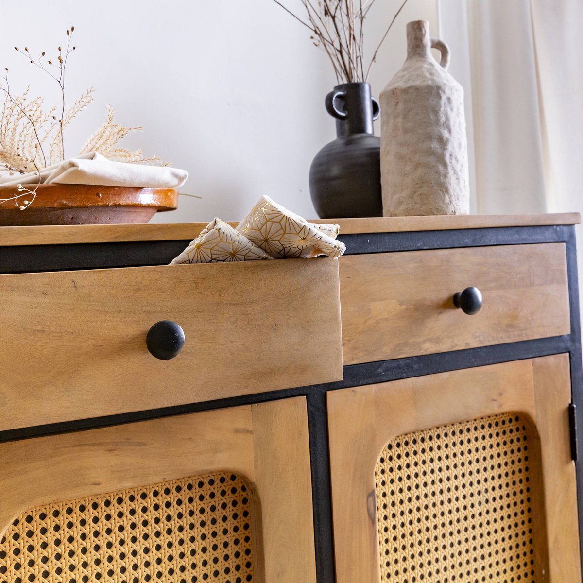 Buffet en bois de manguier et métal EZRA bois clair, MADE IN MEUBLES
