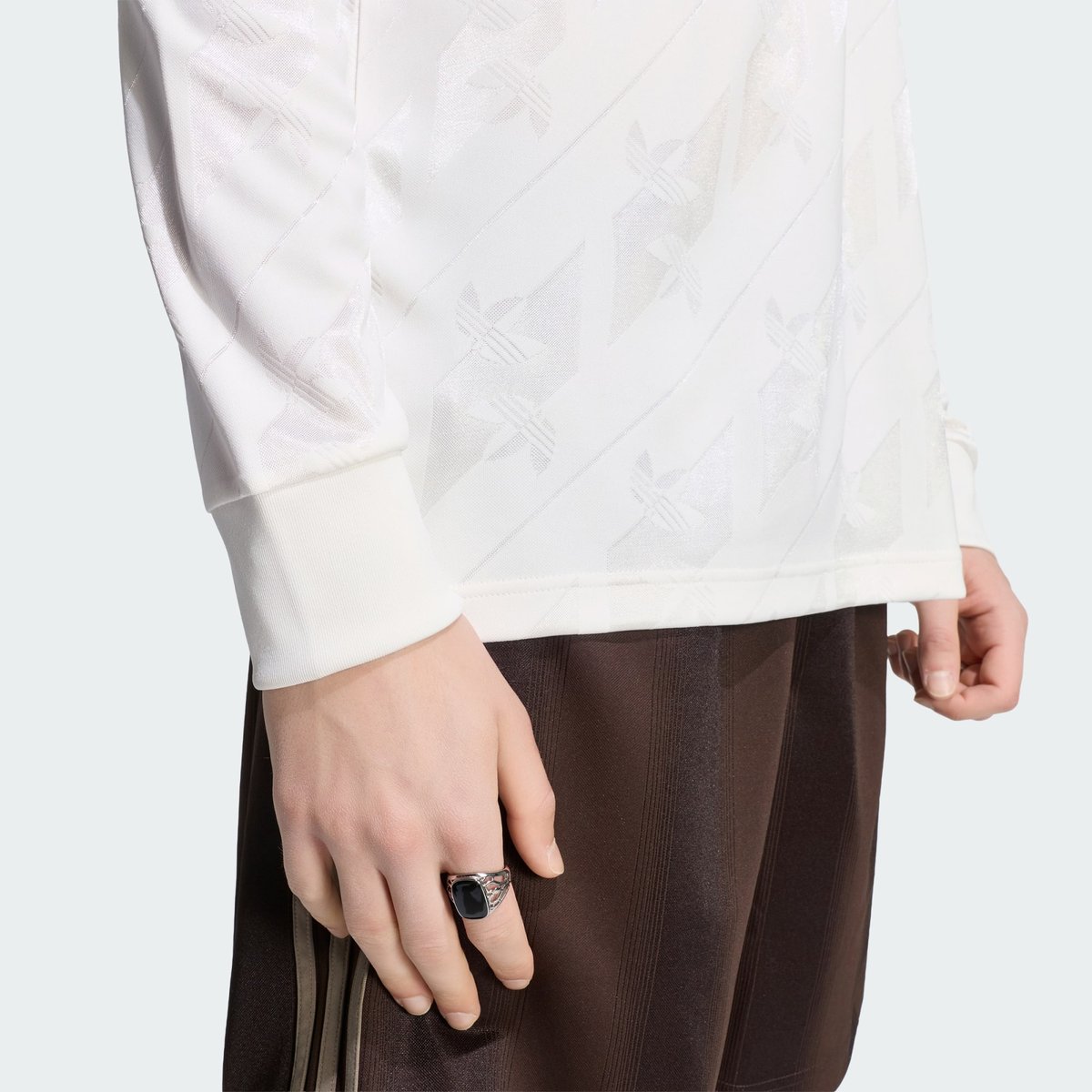 Maillot Manches Longues Jacquard Trefoil cloud white, adidas Originals