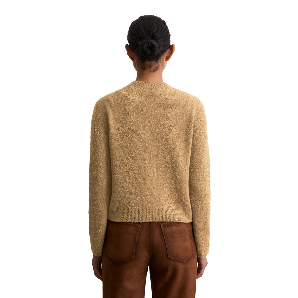 Cardigan regular en fil bouclé beige, MARC O'POLO
