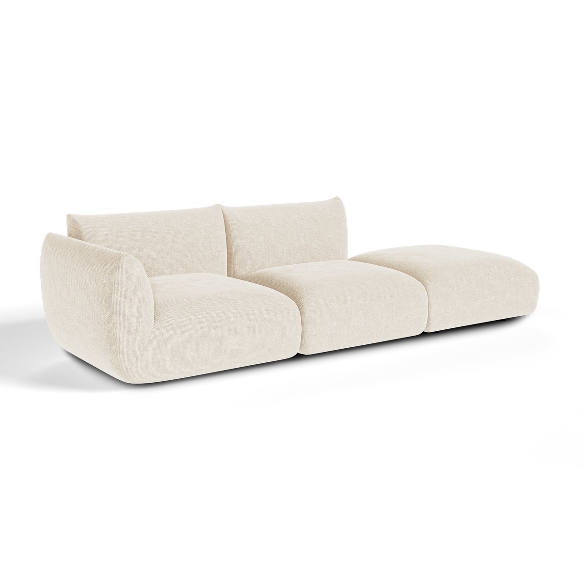 Canapé modulable 5 places en velours chenillé NOOMA crème, SIA HOME