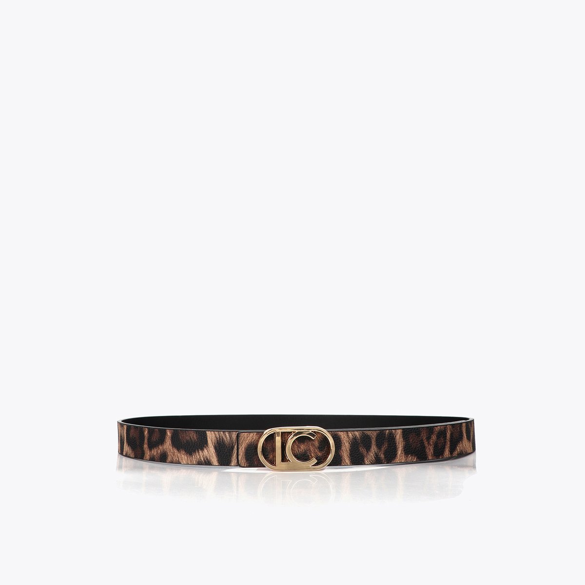 Ceinture fine léopard réversible à boucle ovale léopard, LOLA CASADEMUNT