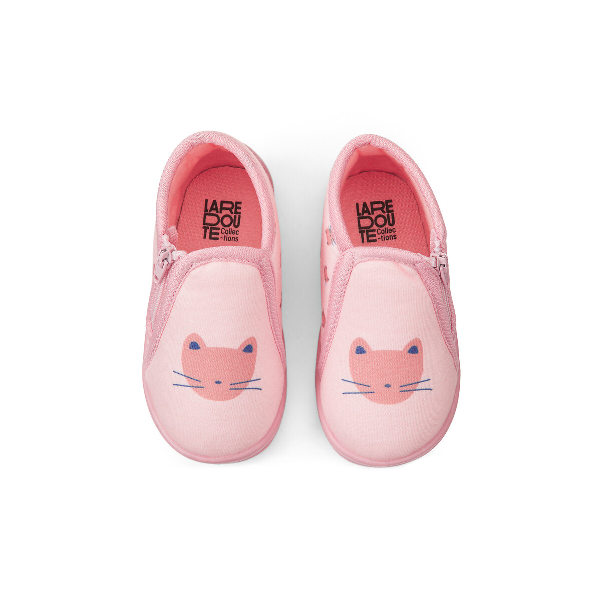 Chaussons zippés imprimé chat rose, LA REDOUTE COLLECTIONS