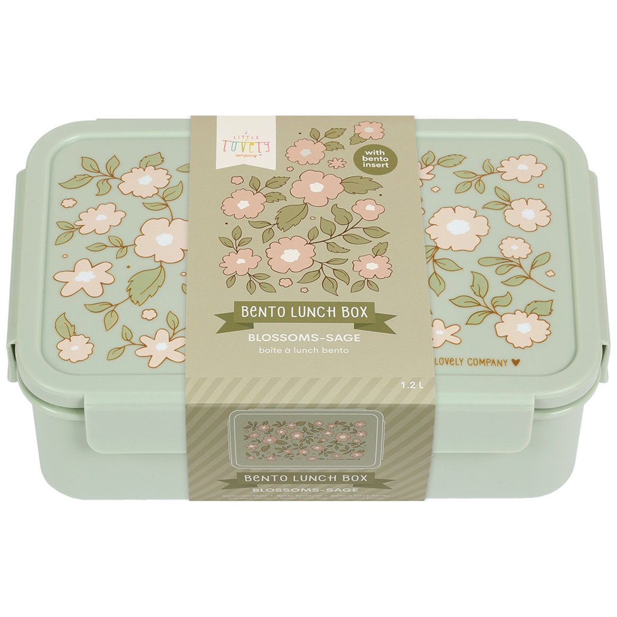 Lunch box vert d'eau, rose, vert, A LITTLE LOVELY COMPANY