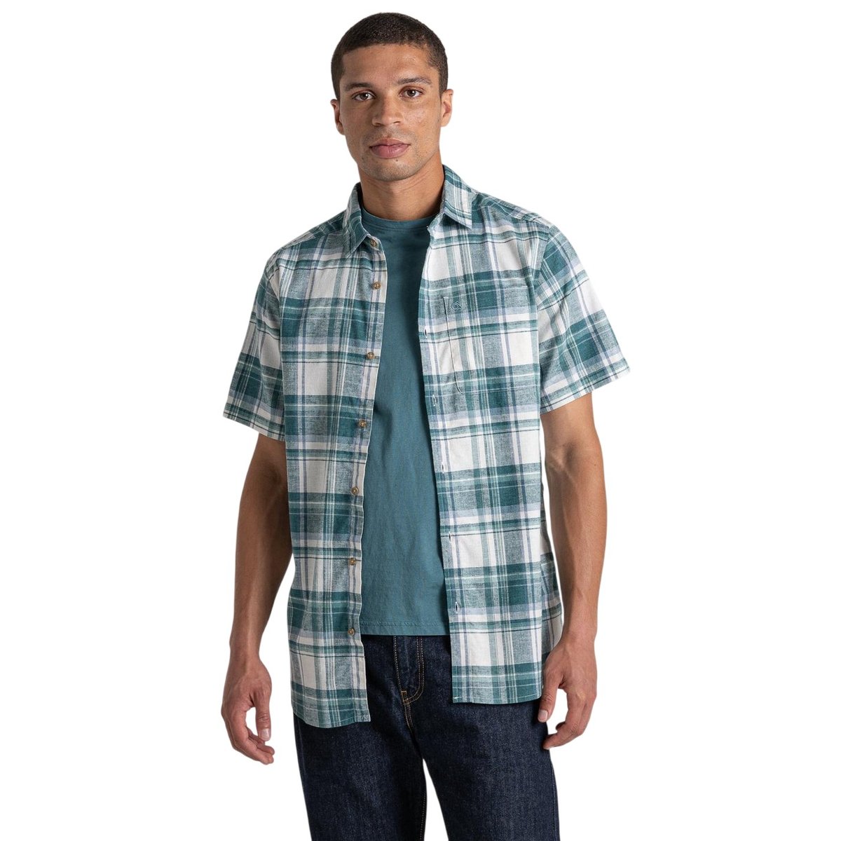 Chemise manches courtes motif/style à carreaux HILA bleu sarcelle, CRAGHOPPERS