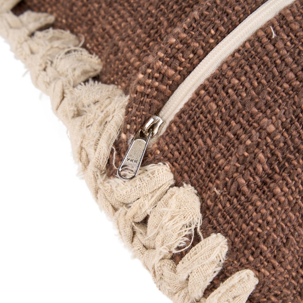Housse de coussin en coton ESPRESSO brun écru, BAZAR BIZAR