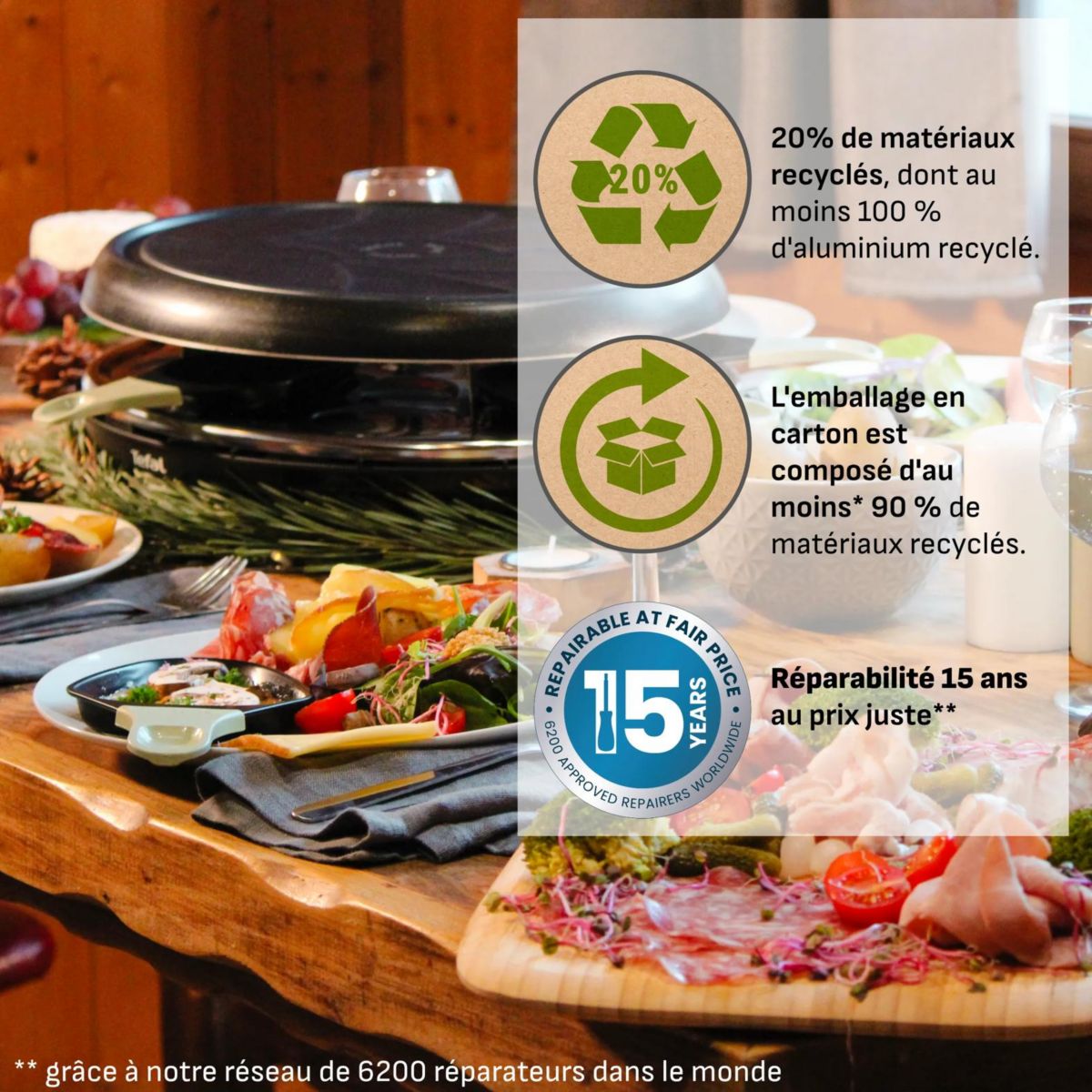Raclette RE31E810 eco 8 coupelles noir noir, TEFAL