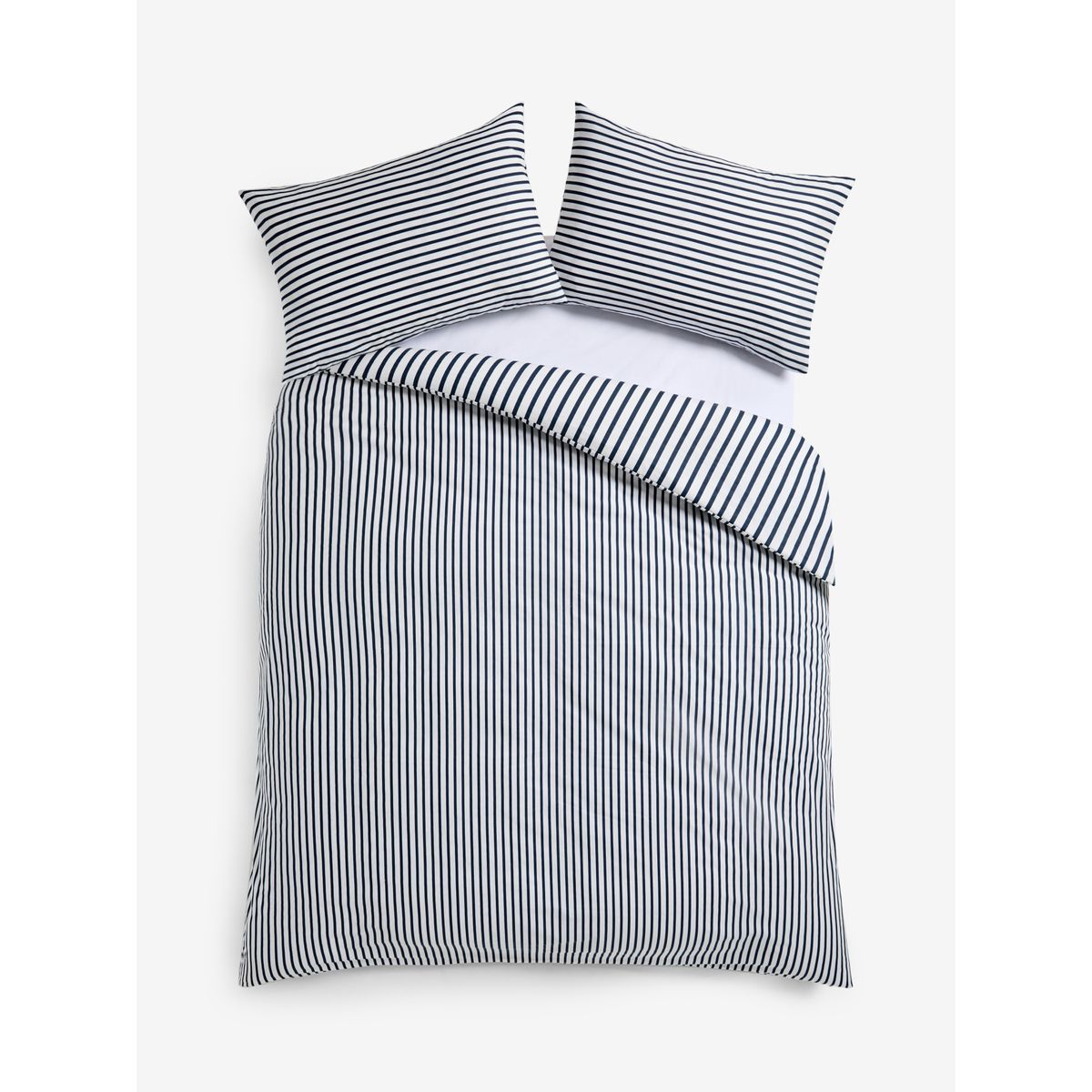 Housse de couette et taie réversibles rayure marine, NEXT