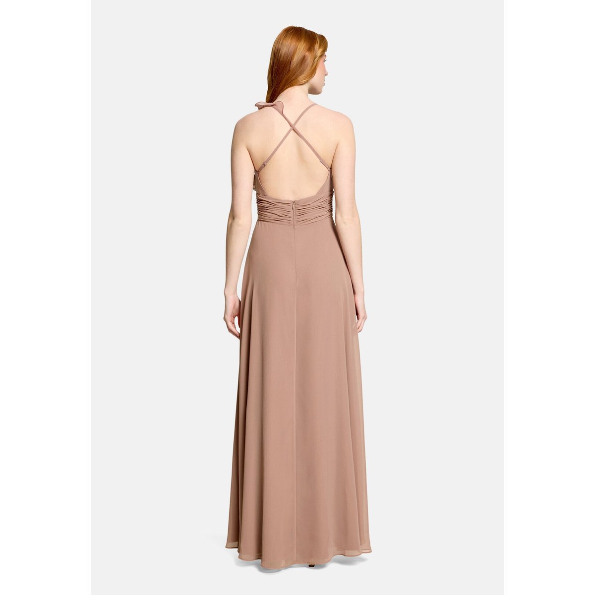 Robe en chiffon à volant soft rouge, VERA MONT