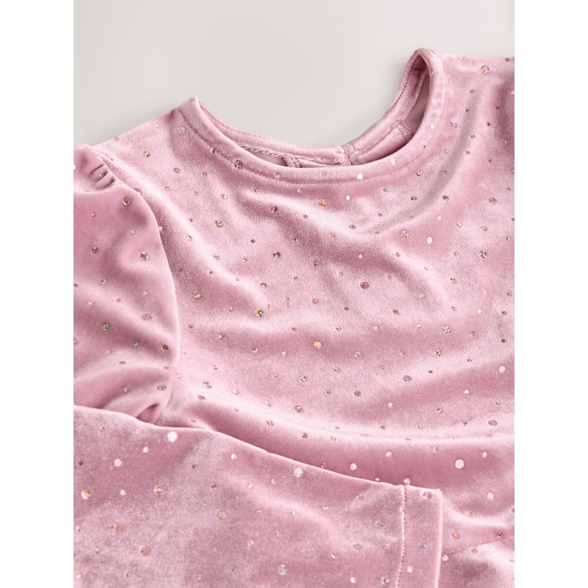 Robe scintillante en velours manches longues rose, NEXT