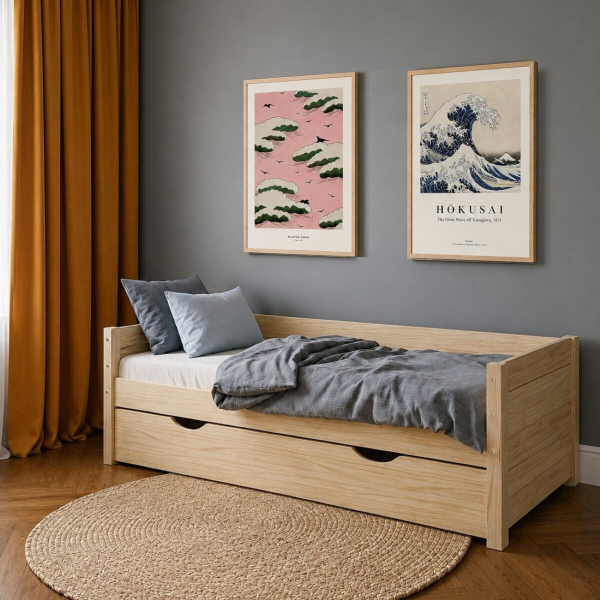 Lit banquette avec tiroir Louw Bois massif bois naturel, AKITEN RETAIL