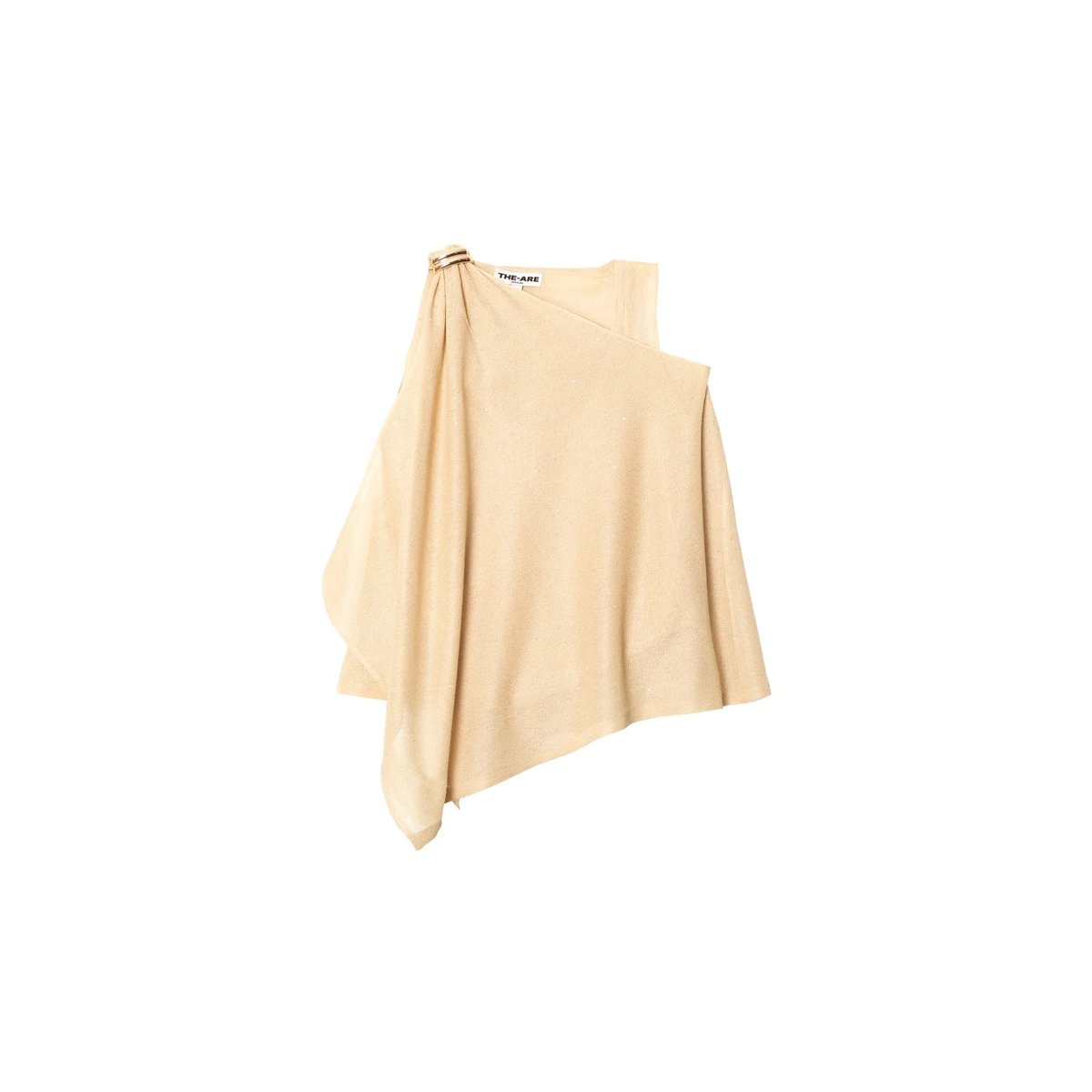 Top en maille avec cape asymétrique dorée, THE-ARE