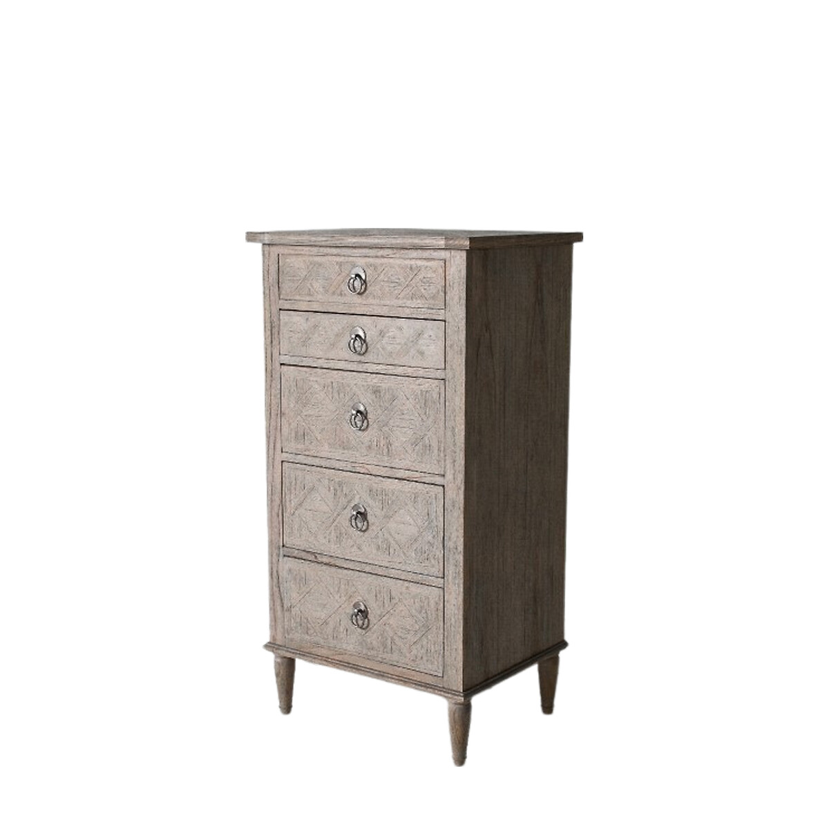 Nashik Ash Wood Parquet 5 Drawer Tallboy Chest natural, ÉDITÉ