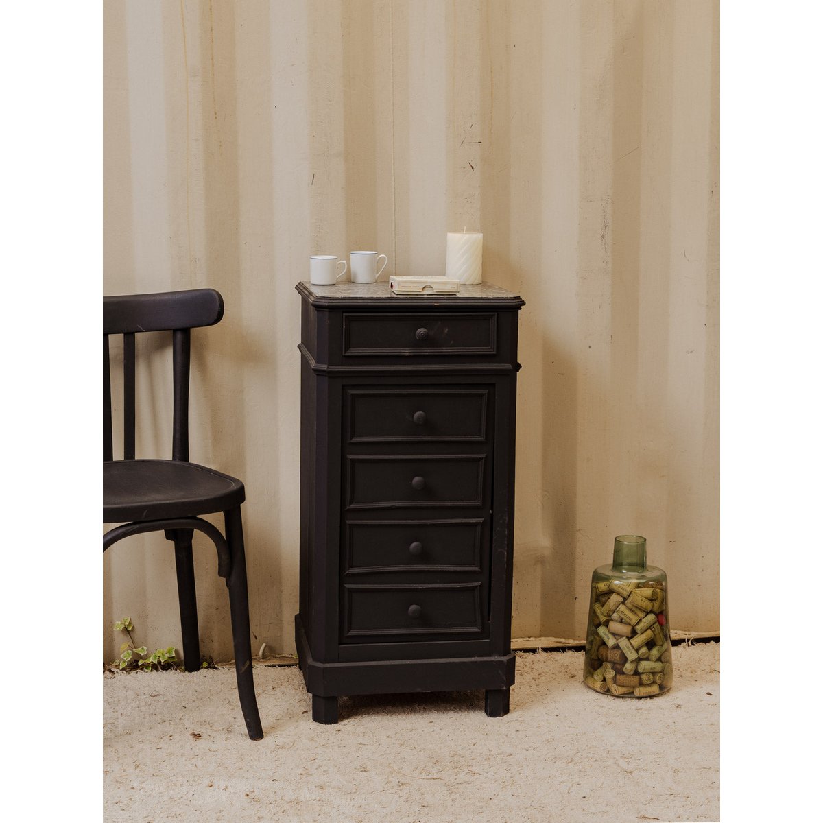 Semainier en bois noir et marbre gris Valery N°134 - Bon état noir, DEBONGOUT