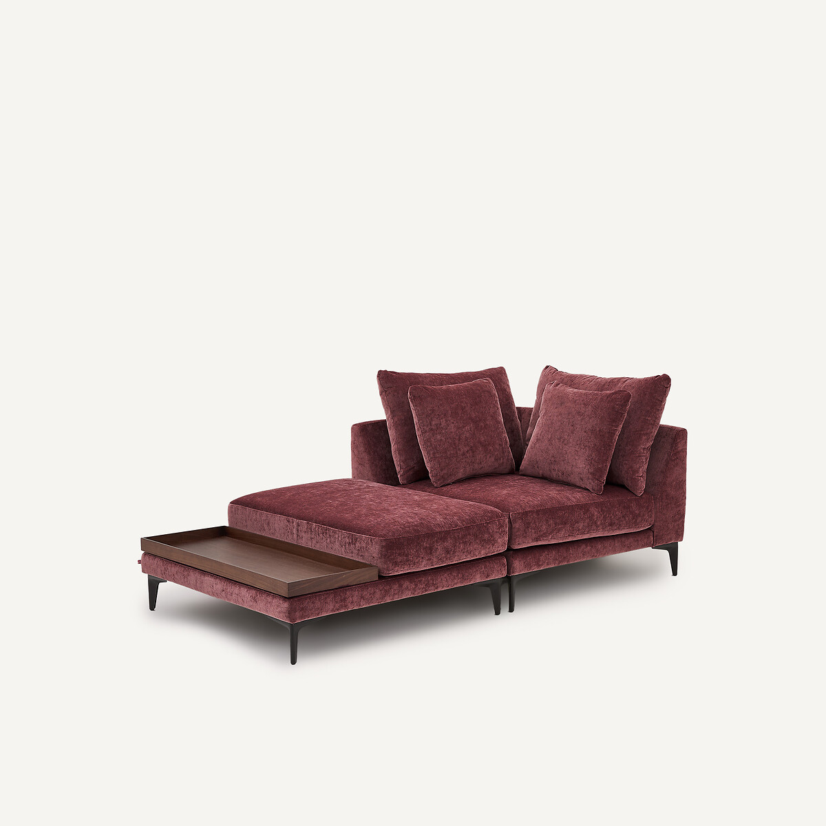 Poggiapiedi con vassoio, misto velluto, MODERNISTE, design di Emmanuel Gallina prugna, AM.PM X EMMANUEL GALLINA