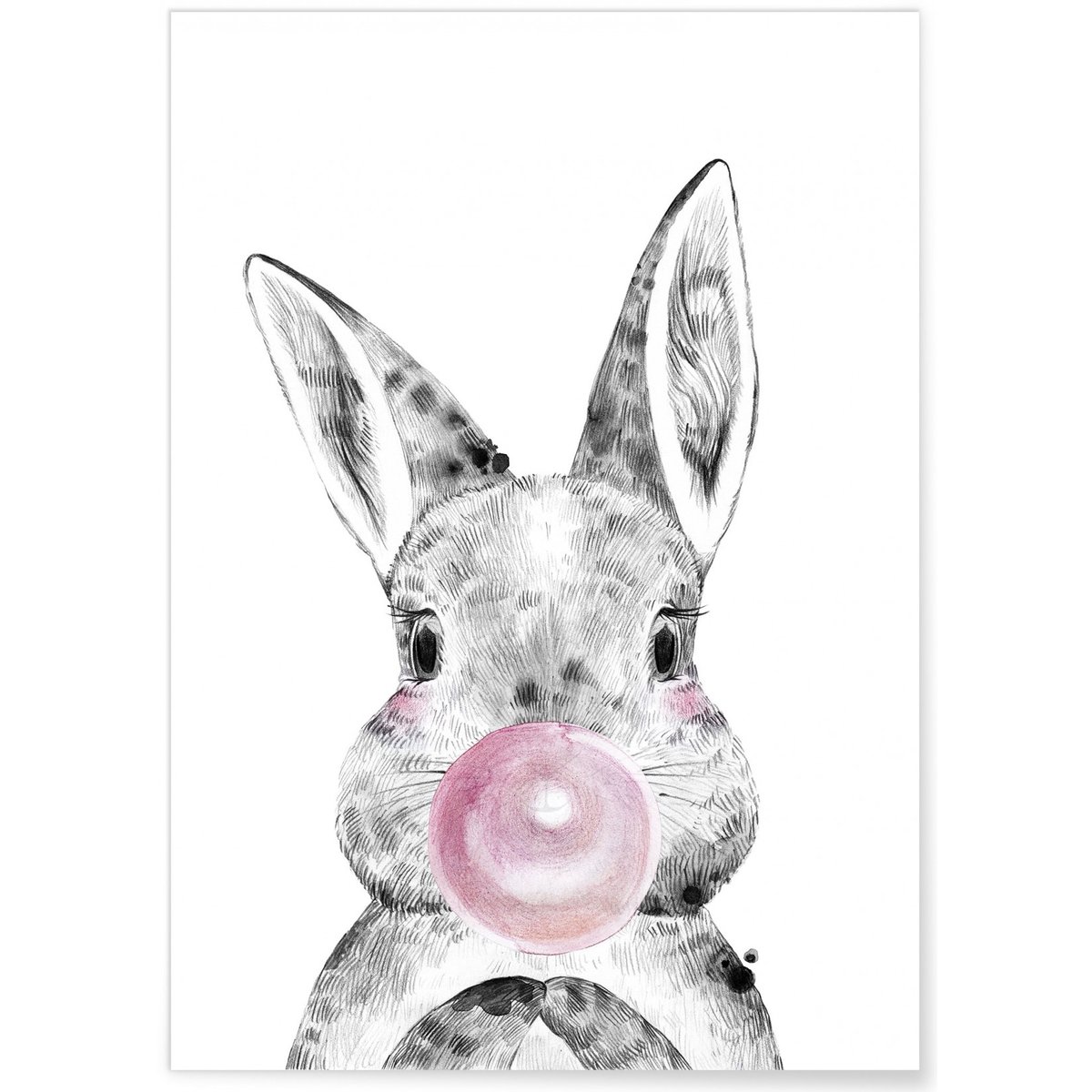 Affiche 'Bulle de Lapin Rose' blanc, L'AFFICHERIE
