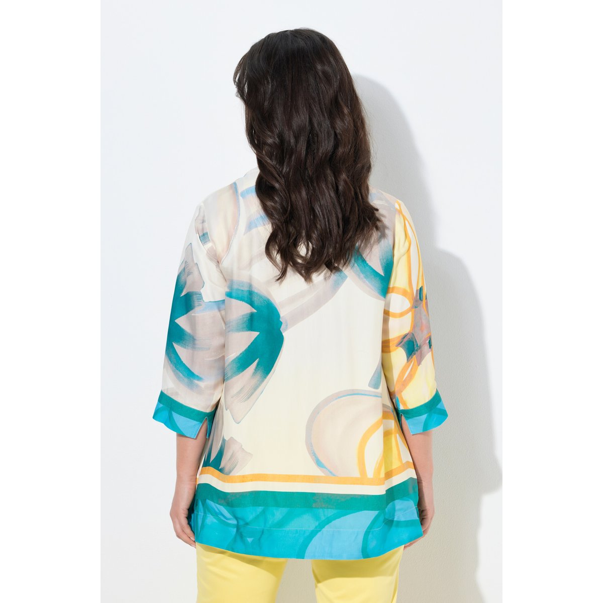 Blouse en satin, bordures contrastantes blanc cassé, ULLA POPKEN