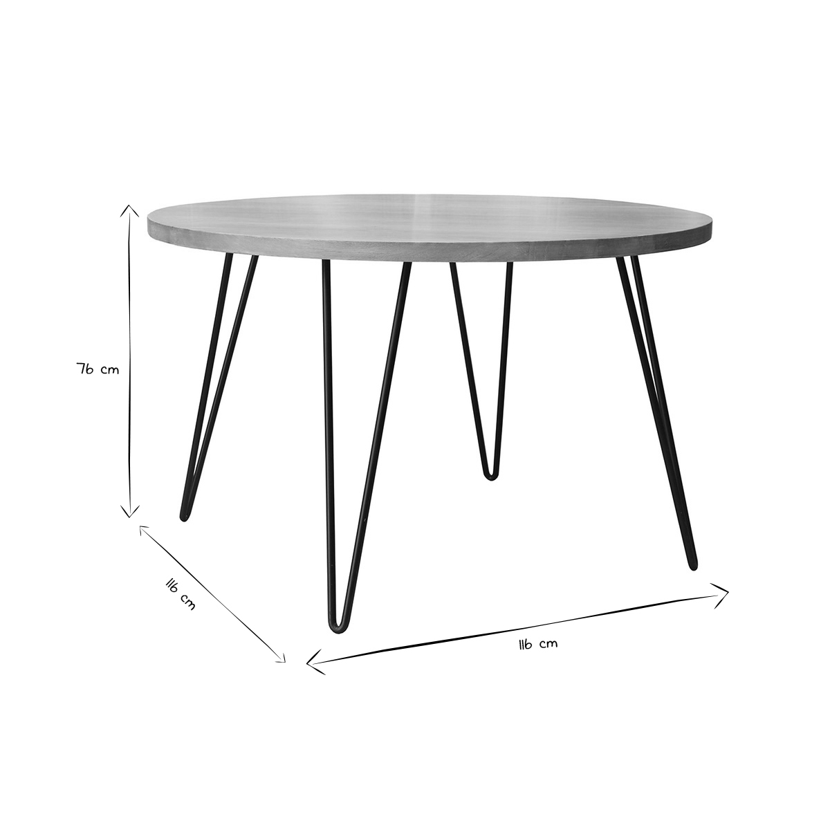 Table à manger ronde en bois manguier massif D116 cm VIBES naturel, MILIBOO