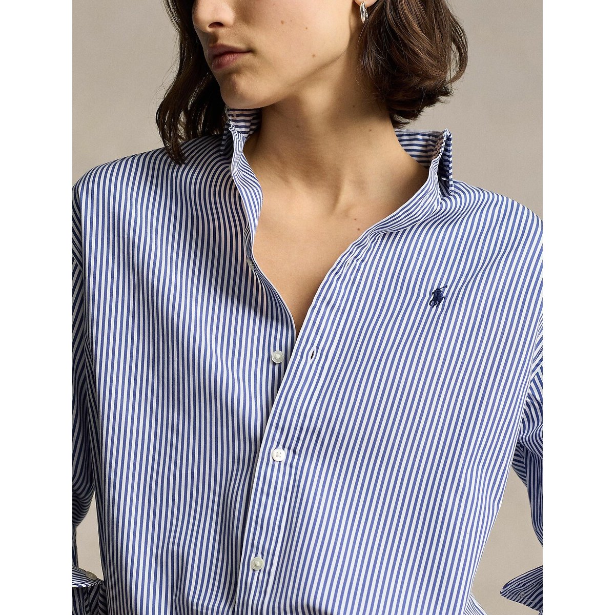 Camisa a rayas de manga larga azul/blanco, POLO RALPH LAUREN