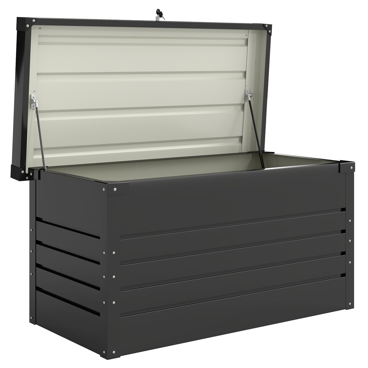 Coffre de rangement d'extérieur Acier gris anthracite, OUTSUNNY
