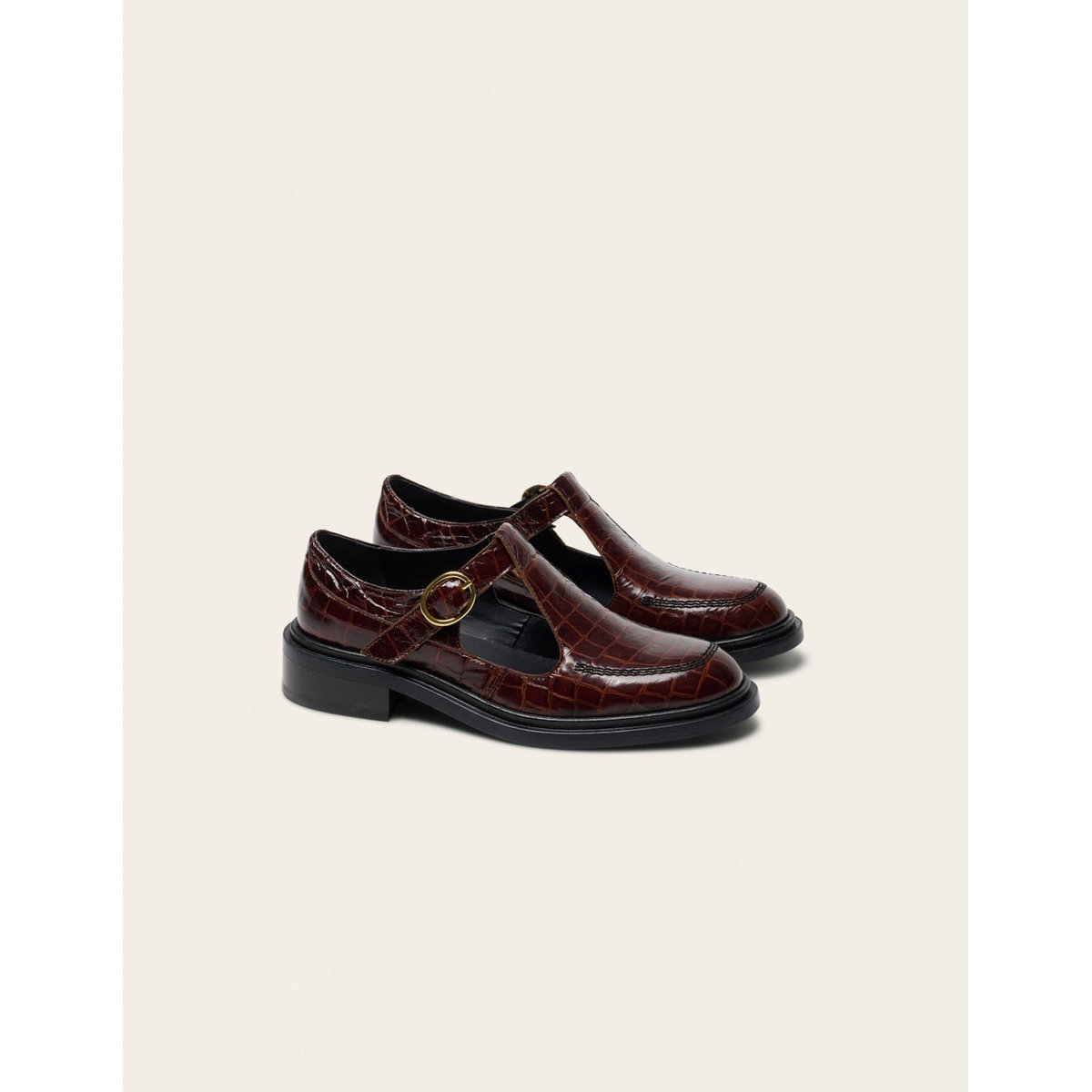 Derbies TYRIA cuir croco marron, ODAJE