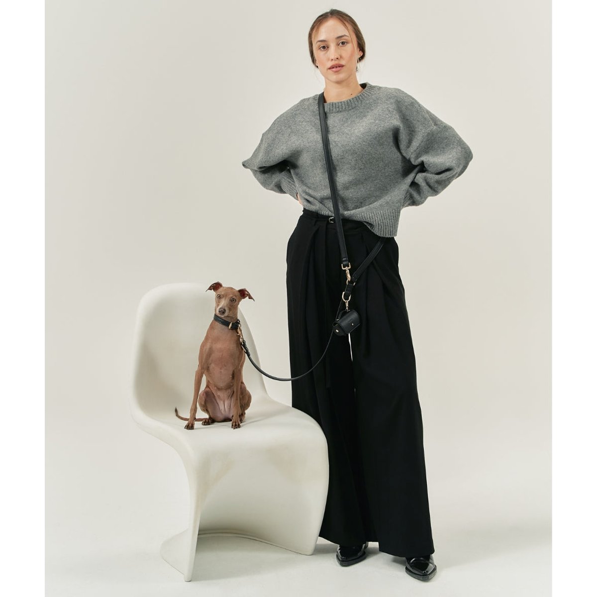 Laisse en matière vegan multiposition, JALA noir, CAFIDE