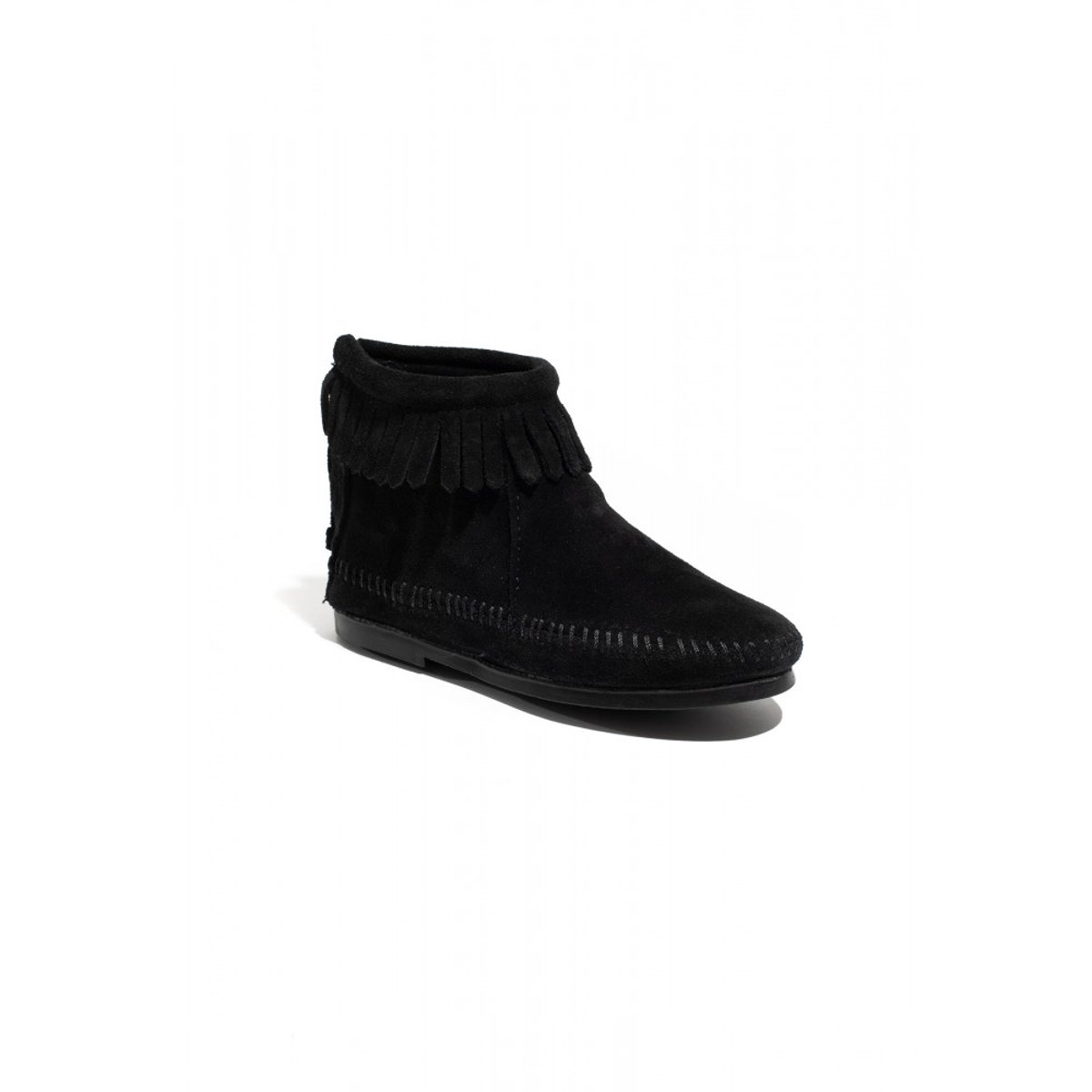Bottines en cuir suede BACK ZIP noir, MINNETONKA