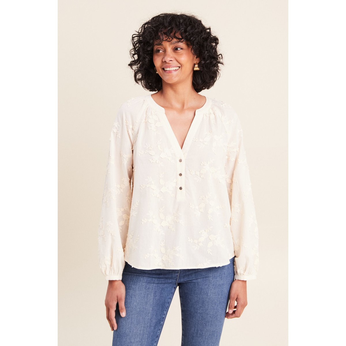 Blouse ample manches longues fluide ecru, BREAL