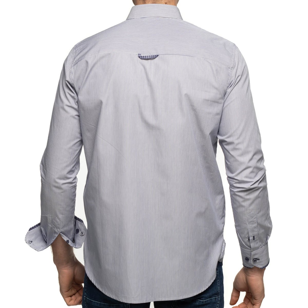 Chemise rayée manches longues COMPANY navy, SHILTON