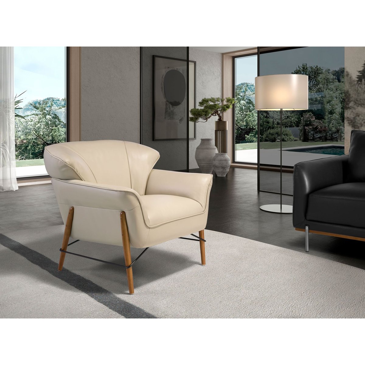 Fauteuil en cuir sable sable | miel, ANGEL CERDA