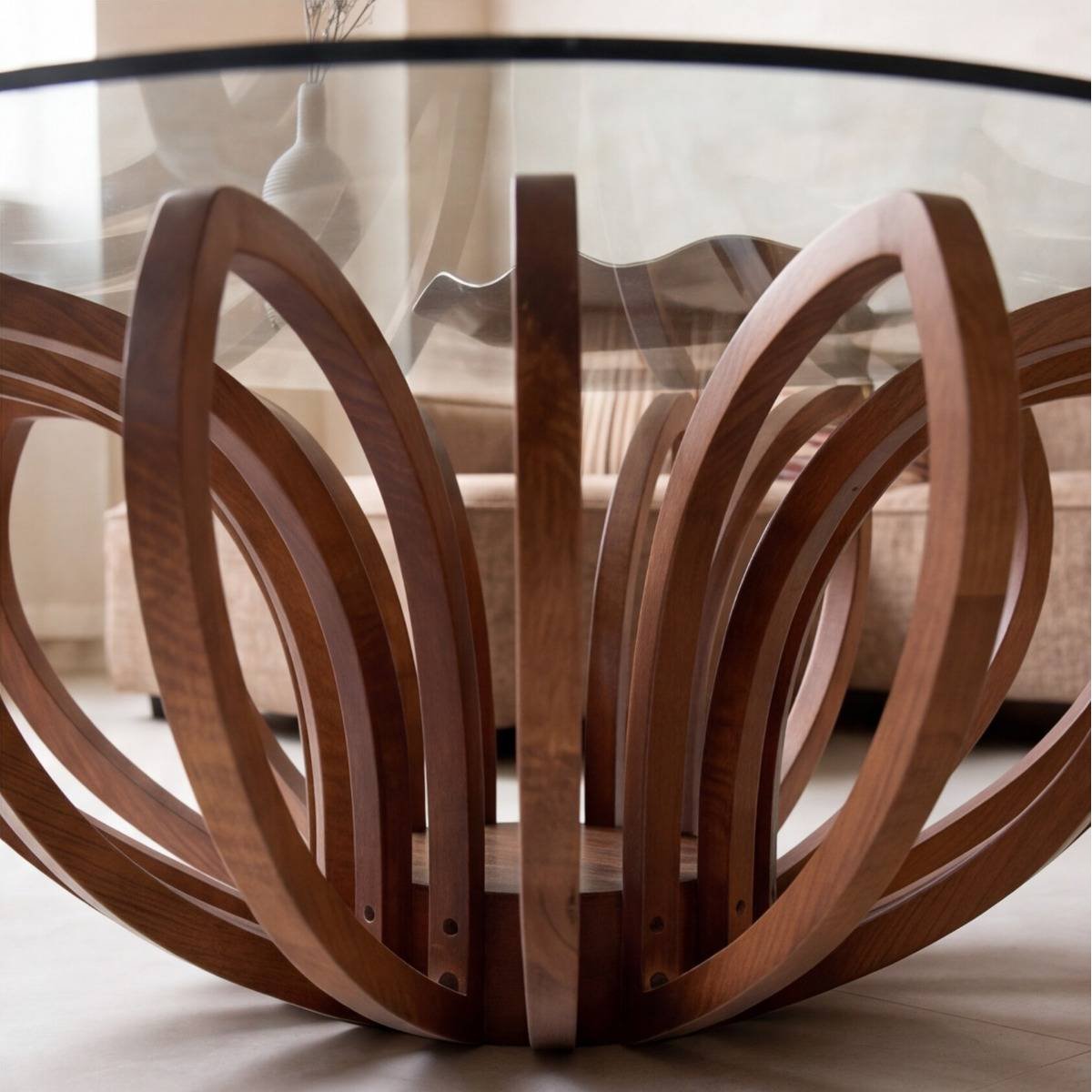 Table basse en bois de manguier et verre ARACELI bois foncé, MADE IN MEUBLES