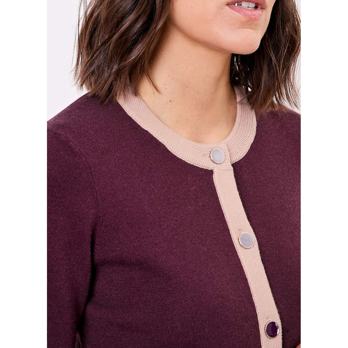 Veste gilet maille compacte ADONIE violet, PRINCESSE NOMADE