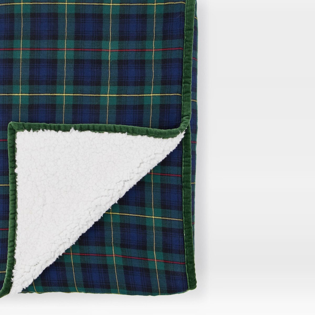 Plaid tartan doublé sherpa, 130x170cm, coton et polyester recyclé empire, MONOPRIX