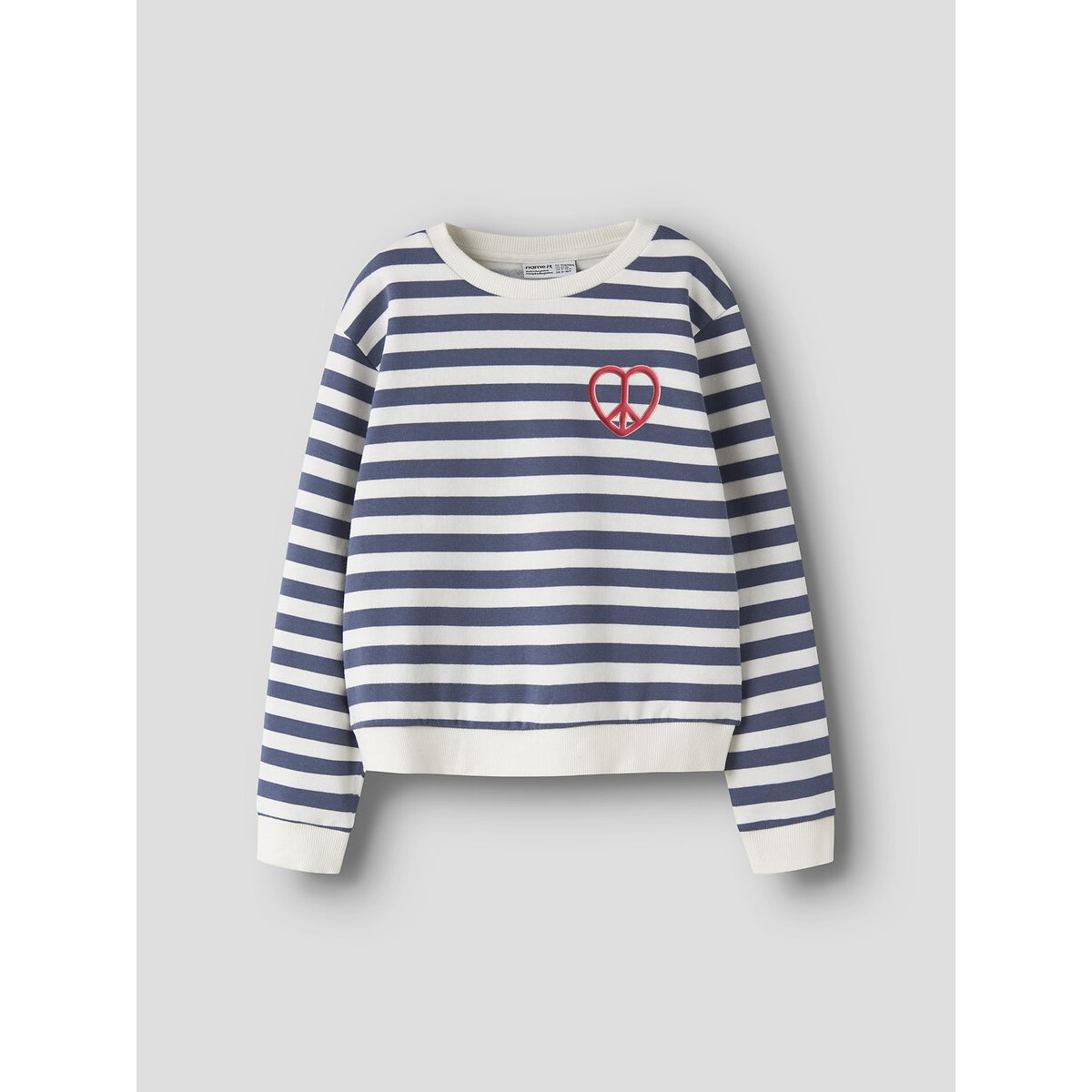 Sweat col rond rayé rayé bleu marine/blanc, NAME IT