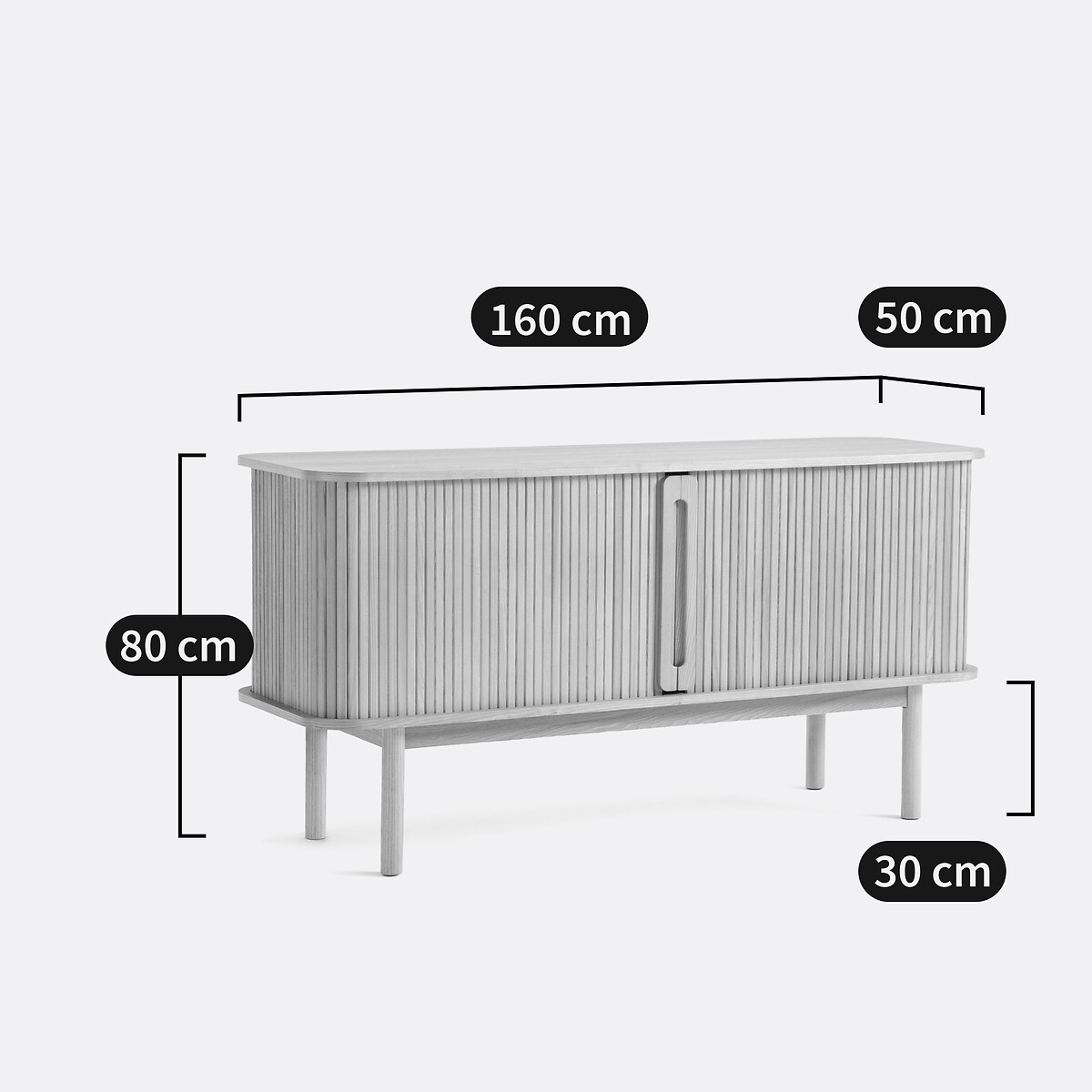 Long low sideboard with 2 sliding doors, Wapong natural, LA REDOUTE INTERIEURS