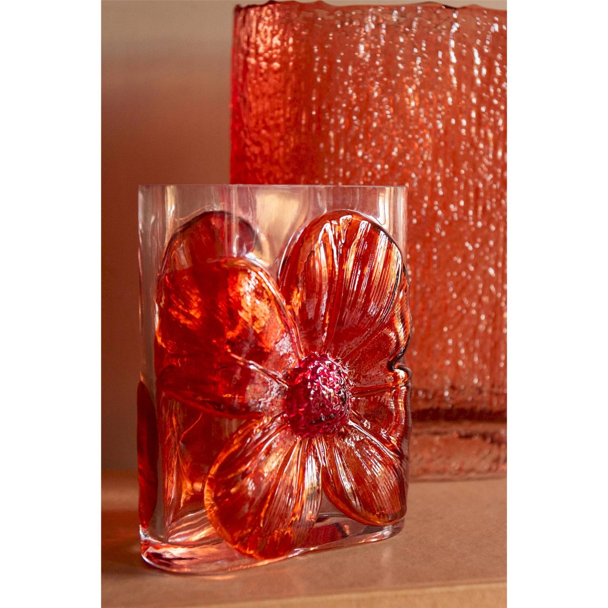 Vase à fleurs en verre, Lot de 2 orange et fuchsia, RECOLLECTION