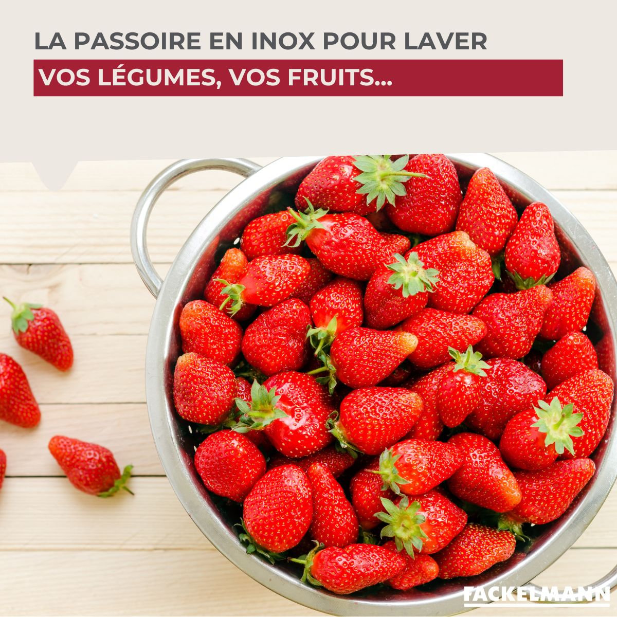 Passoire inox 24 cm avec anses gris, FACKELMANN