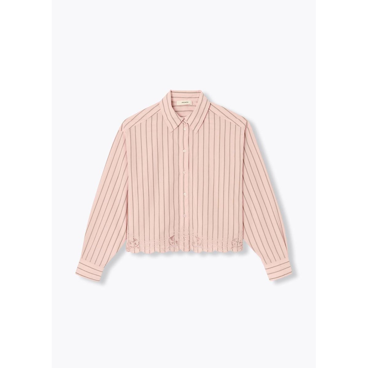 Chemise rayée détail dentelle rayé rose, PROMOD