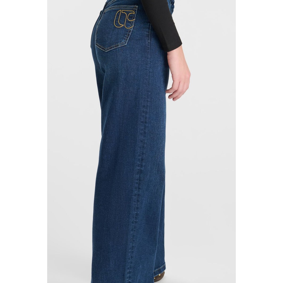 Pantalon loose, large en jeans LEXYGI middle blue, LE TEMPS DES CERISES