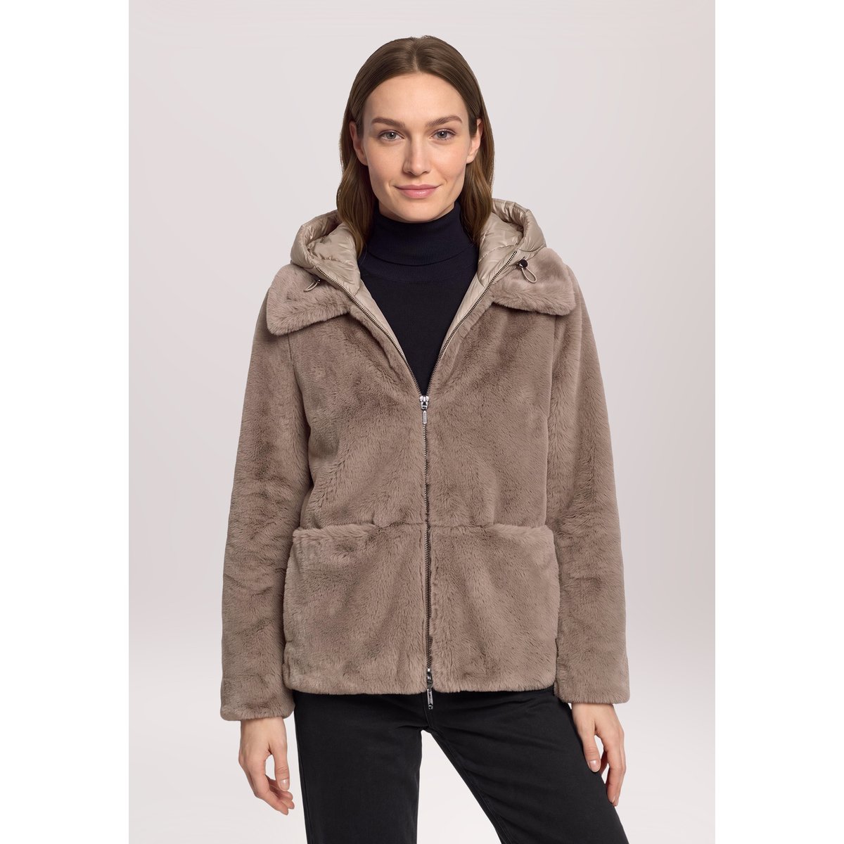 Veste en peluche avec partie veste sans manches amovible gris foncé, AMBER & JUNE