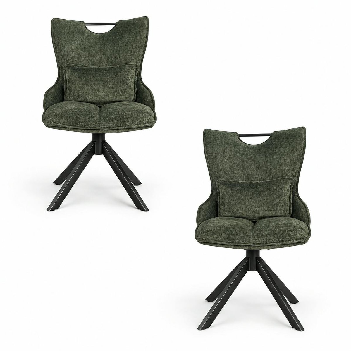 Chaise pivotante coussin et poignée tissu vert (lot de 2) IENA vert, PIER IMPORT